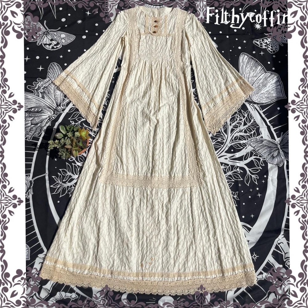 Vintage 70s Elfin princess dress  Cottagecore bohemian adini Gunne ossie Clark